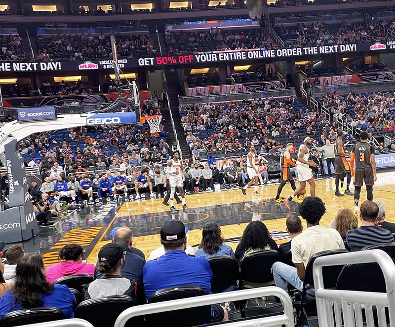 Visão da quadra no ingresso Ultimate do Orlando Magic