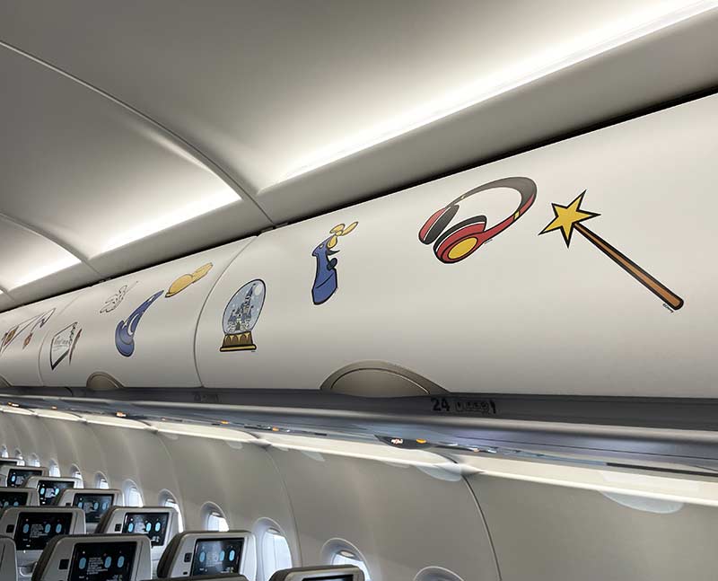 decoração especial do avião da Disney